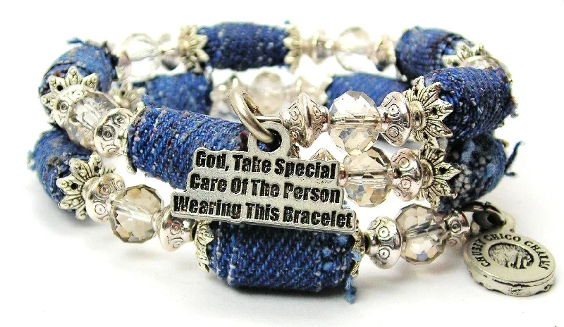 God Take Special Care Of The Person Wearing This Bracelet Blue Jean Beaded Wrap Bracelet