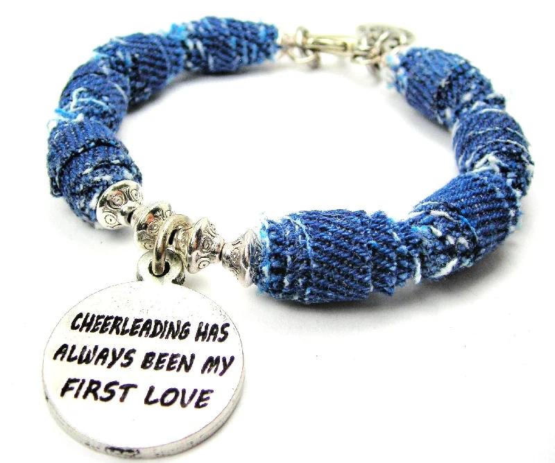 Cheerleading Has Always Been My First Love Blue Jean Beaded Toggle Bracelet