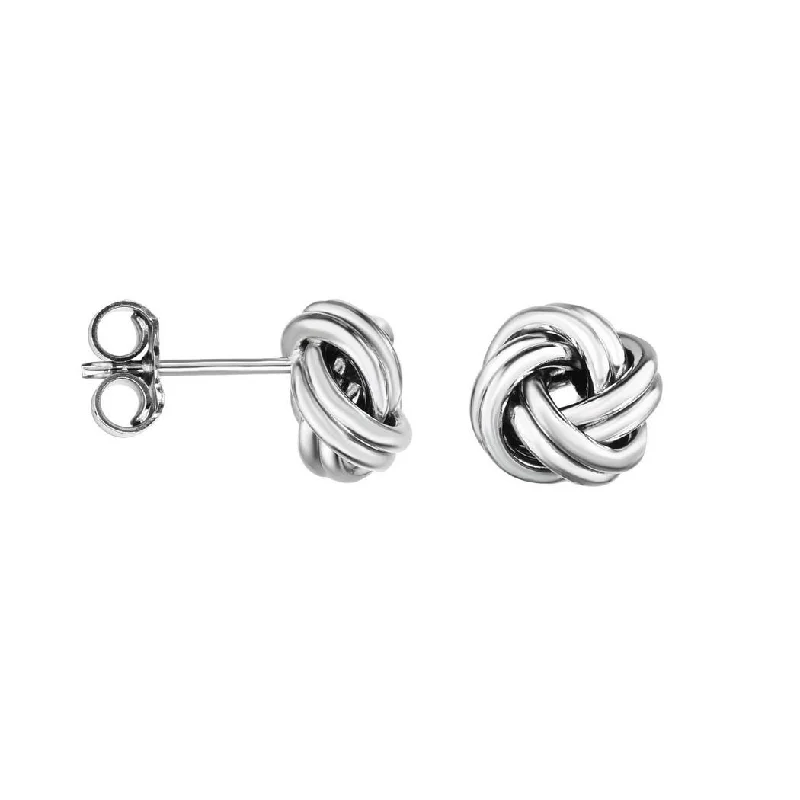 Curata 14k White Gold Shiny Fancy Post Love Knot Earrings With Push Back Clasp