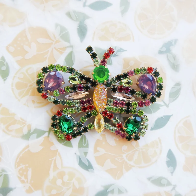 Rhinestone butterfly brooch