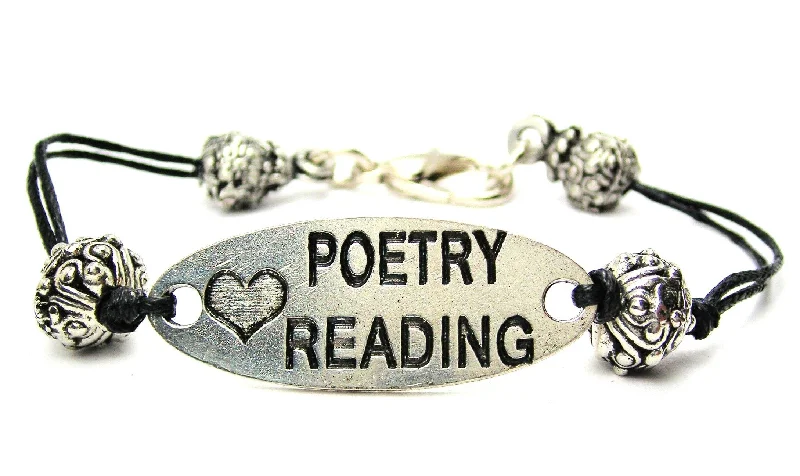 Love Poetry Reading Black Cord Connector Bracelet