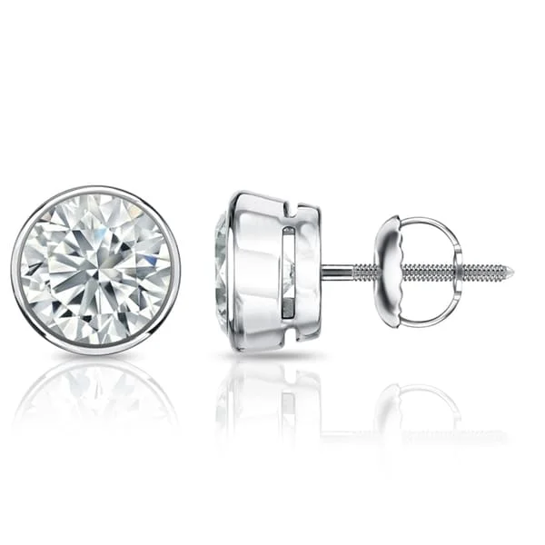 Auriya 4 1/5ctw Round Diamond Stud Earrings Bezel-set Platinum - Certified