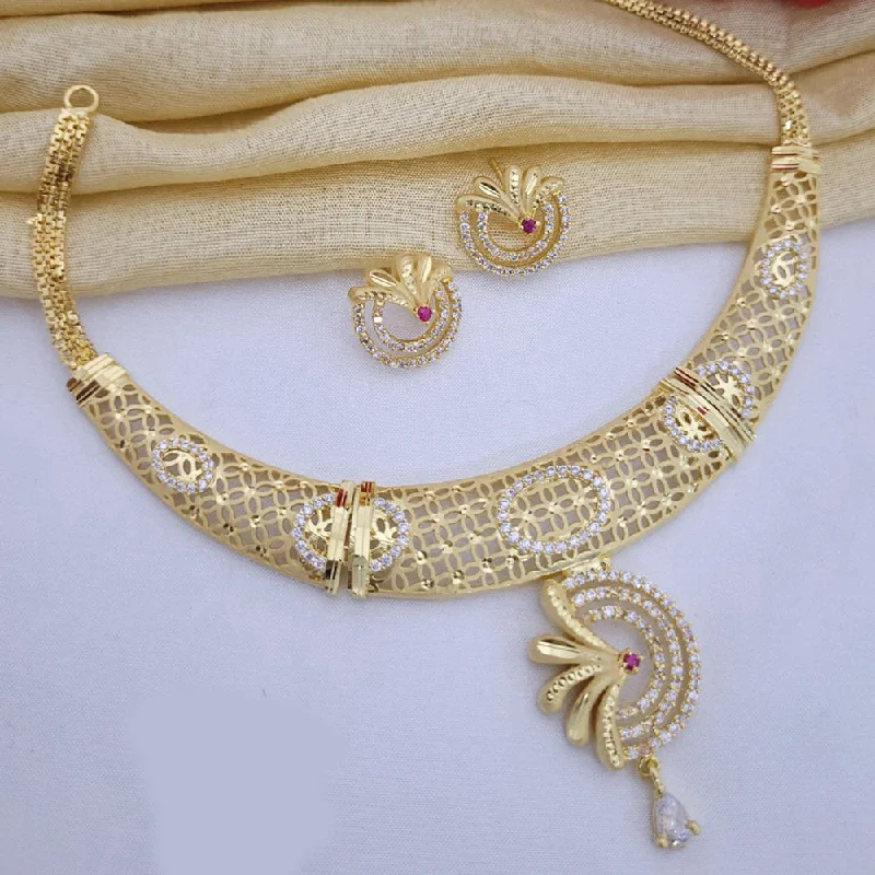 FS Collection Gold Plated Austrian Stone Necklace Set