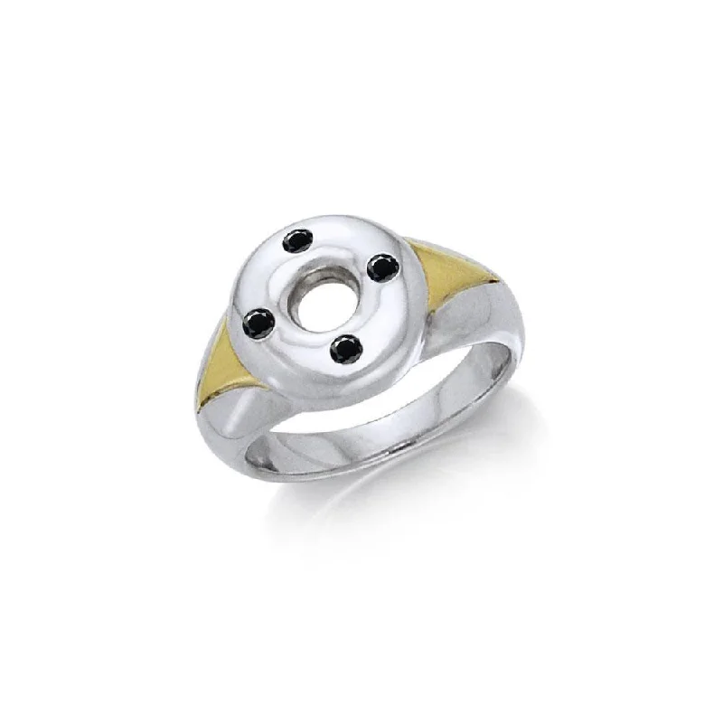 Black Magic Circular Silver & Gold Ring MRI448