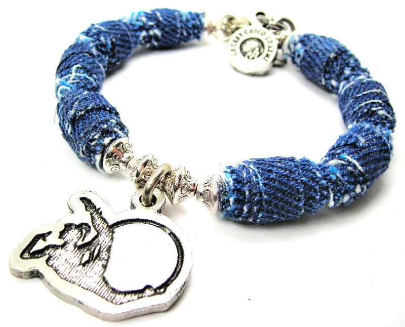 Rhythmic Gymnast Silhouette Blue Jean Beaded Toggle Bracelet