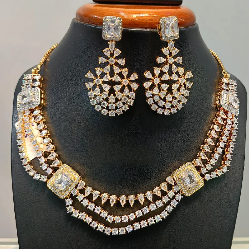 Jain Jewellers  Gold Plated  AD Necklace Set