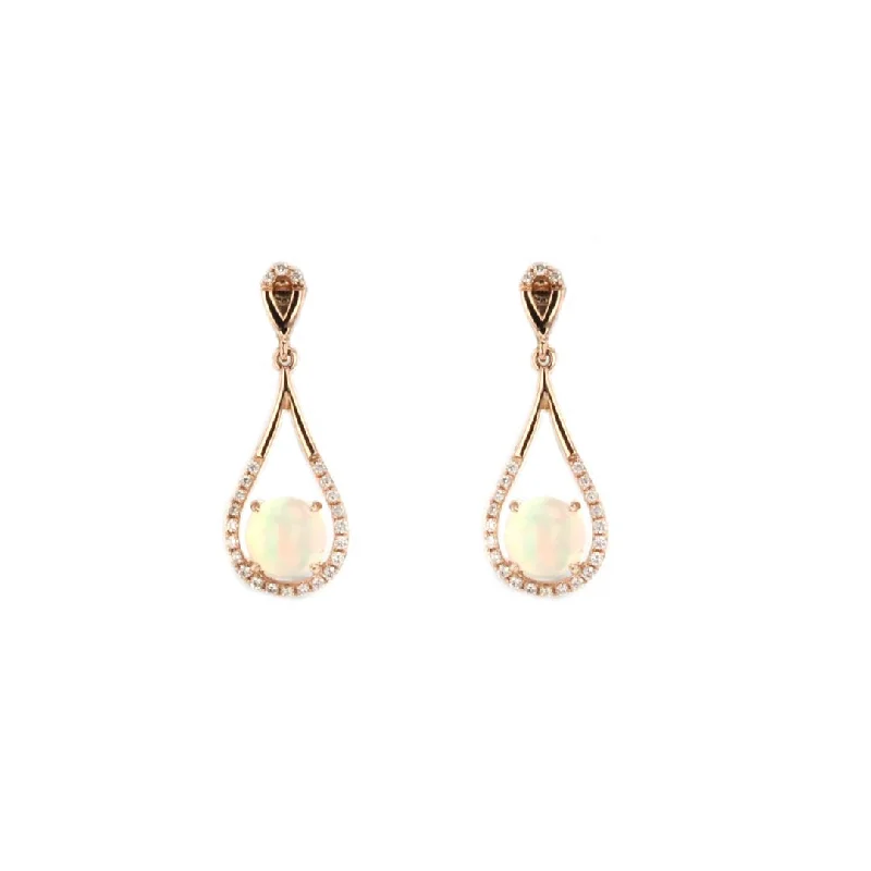 Opal & Diamond Drop Earrings