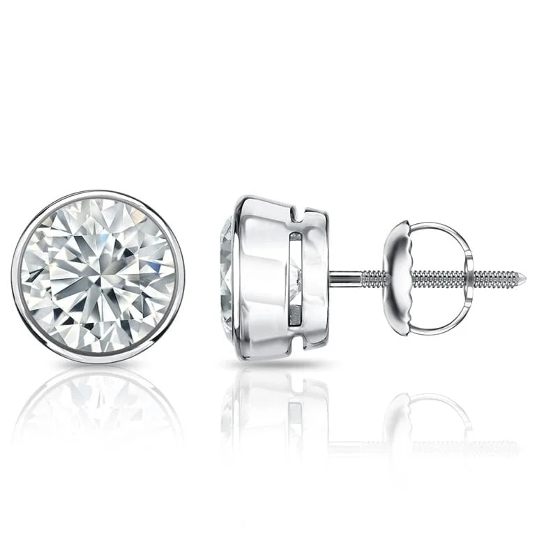 Auriya 14k Gold Certified 4.20 ct. TDW Bezel Set Round Diamond Stud Earrings