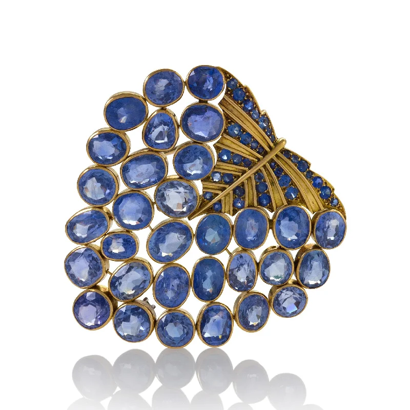 René Boivin Sapphire “Feuille” Brooch