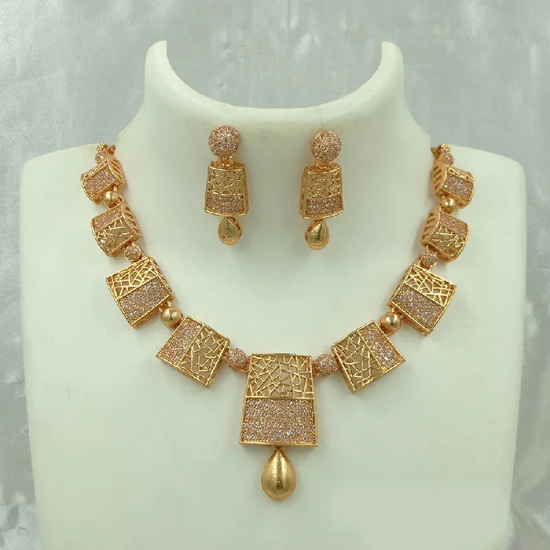 Joyful Jewel Art Matte Gold Plated Austrian  Stone Necklace Set