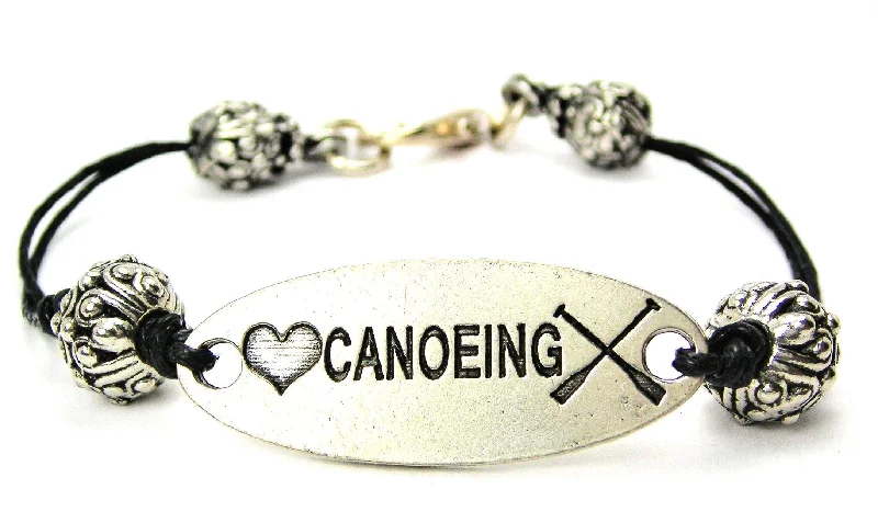 Love Canoeing Black Cord Connector Bracelet