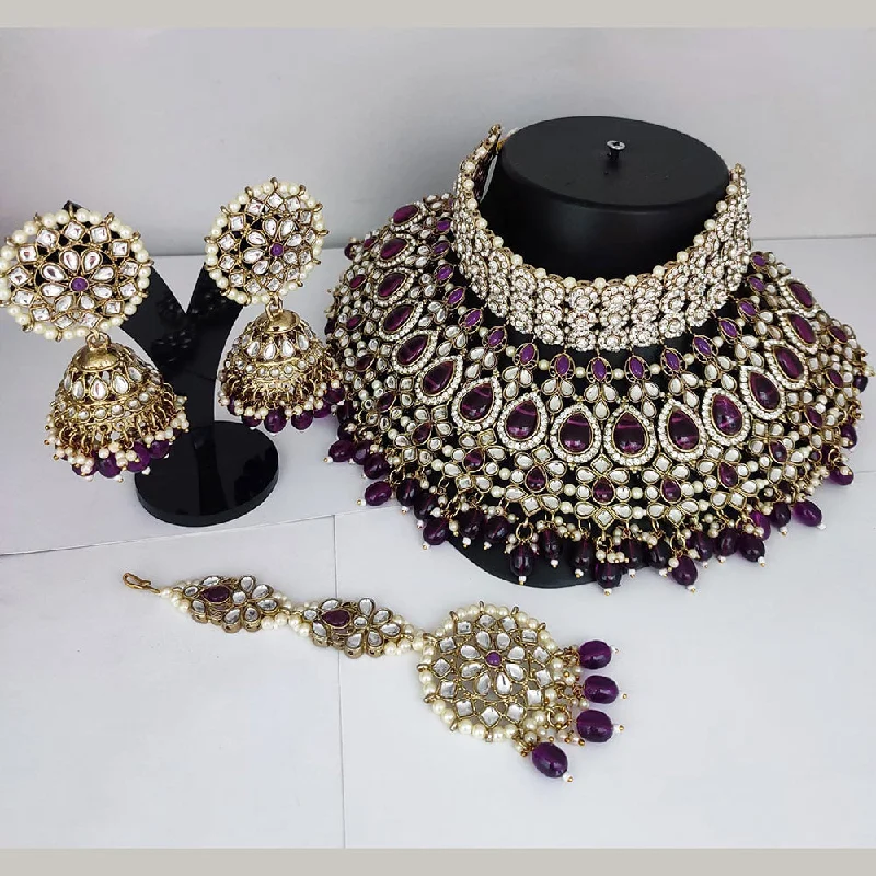 Lucentarts Jewellery Kundan Semi Bridal Necklace Set