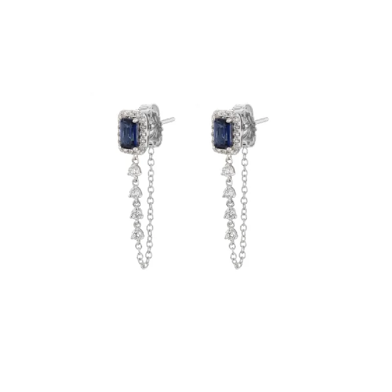 Blue Sapphire & Diamond Earrings