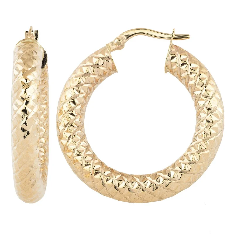 Fremada Diamond-cut 10k Yellow Gold Hoop Earrings