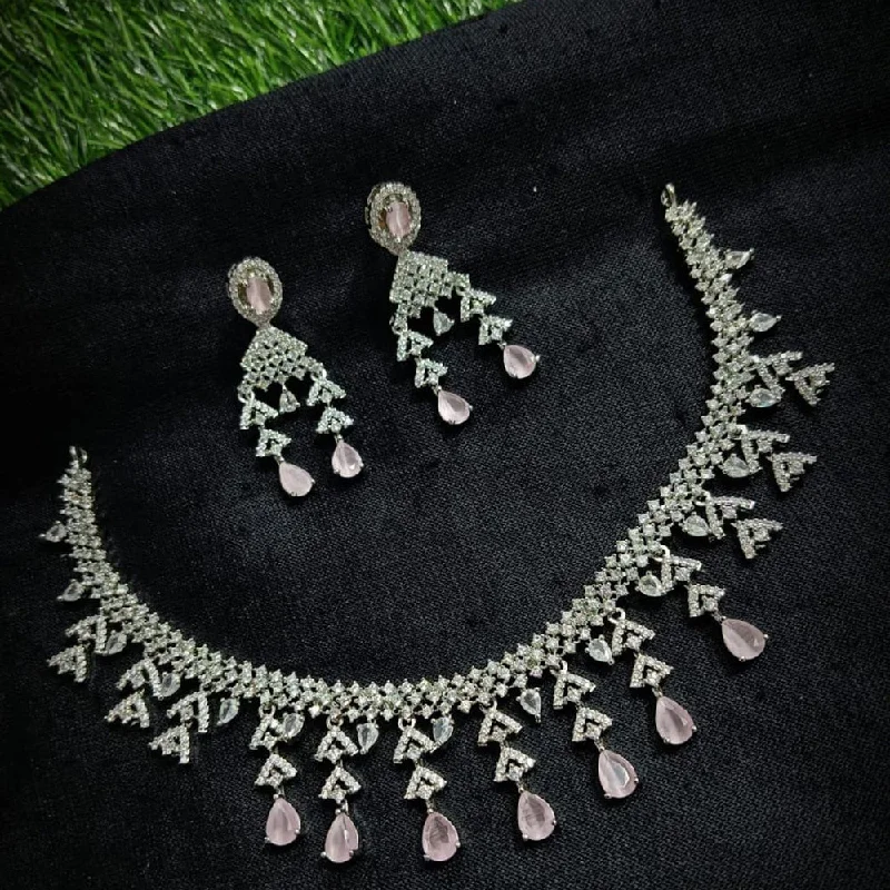 Manisha Jewellery Silver Plated AD Necklace Set