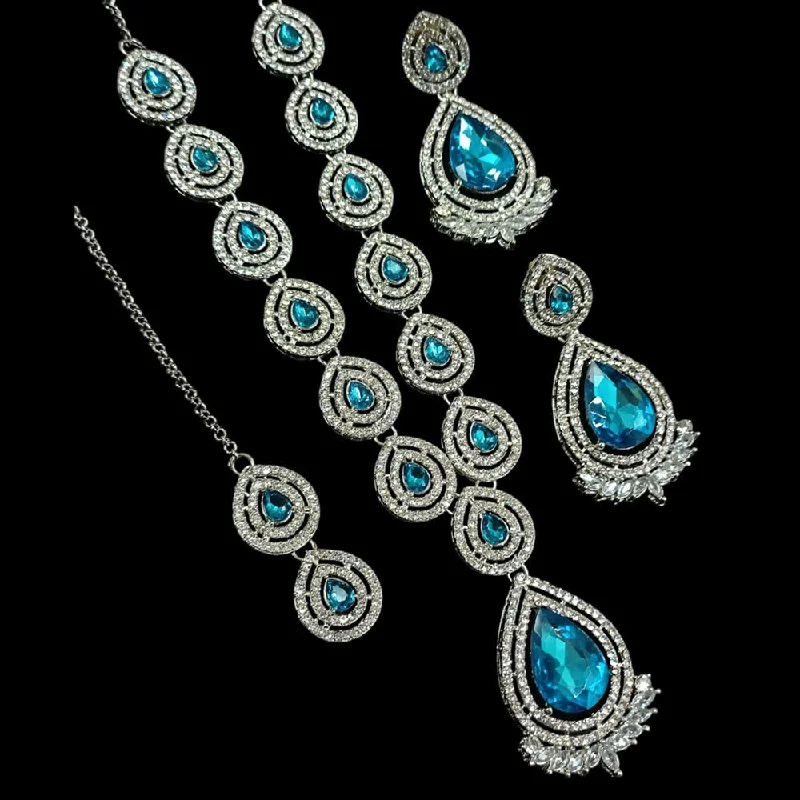 Padmawati Bangles Silver Plated Austrian Stone Necklace Set