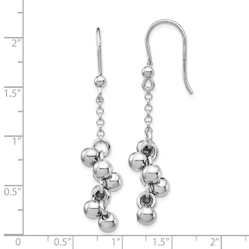 Curata 925 Sterling Silver Rhodium 51x11mm Bubble Beads Hook Dangle Earrings