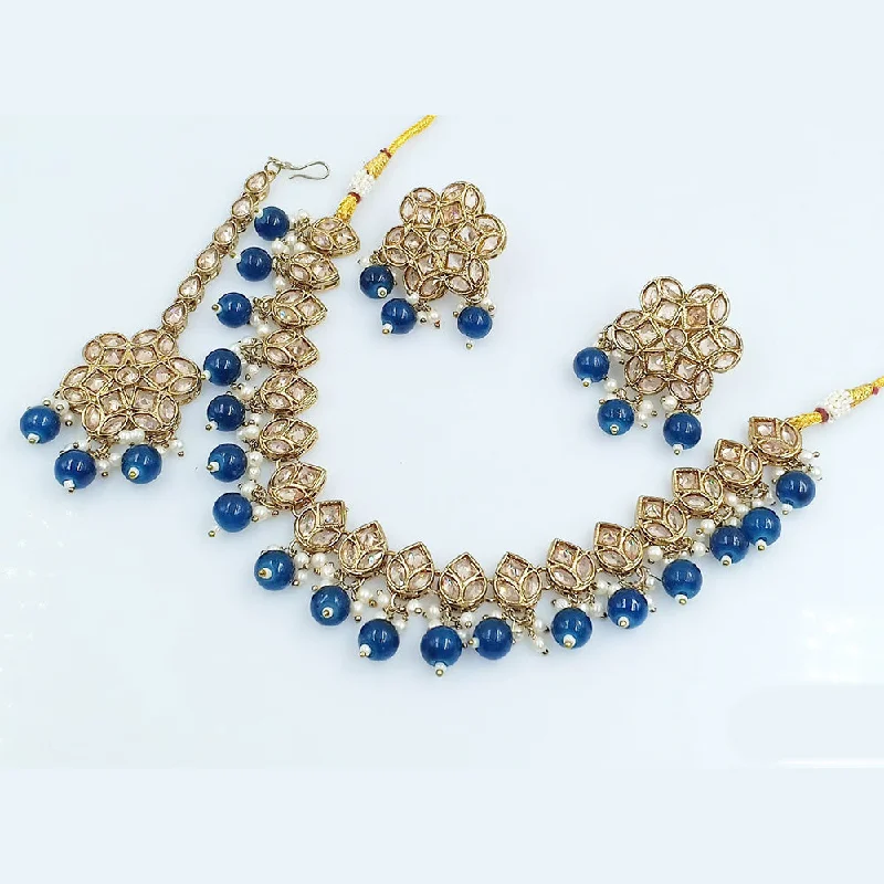 Rani Sati Jewels Gold Plated Crystal Stone Necklace Set