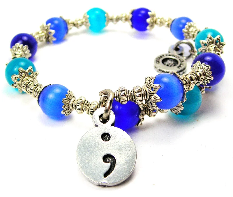 Suicide Awareness ; Cat's Eye Beaded Wrap Bracelet