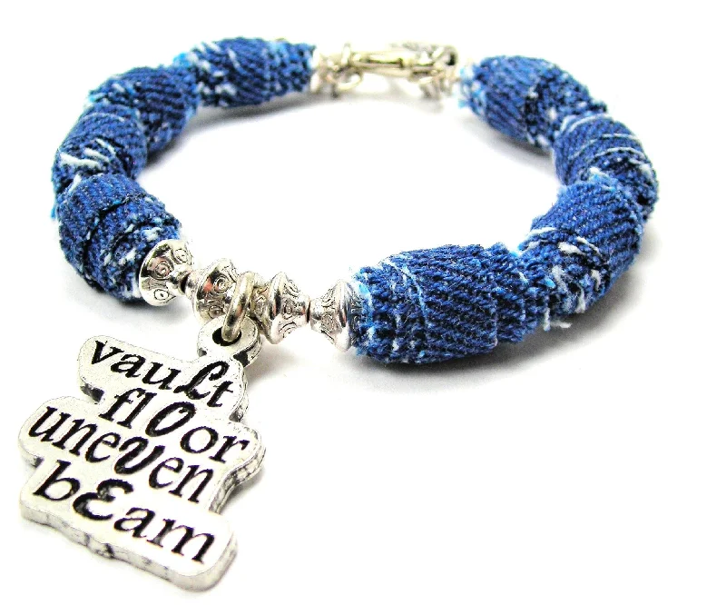 Love - Vault Floor Uneven Beam Blue Jean Beaded Toggle Bracelet