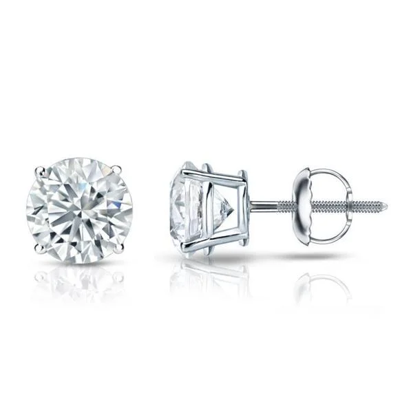 Auriya 18k Gold GIA Certified 3.20 carat TW Round Diamond Stud Earrings