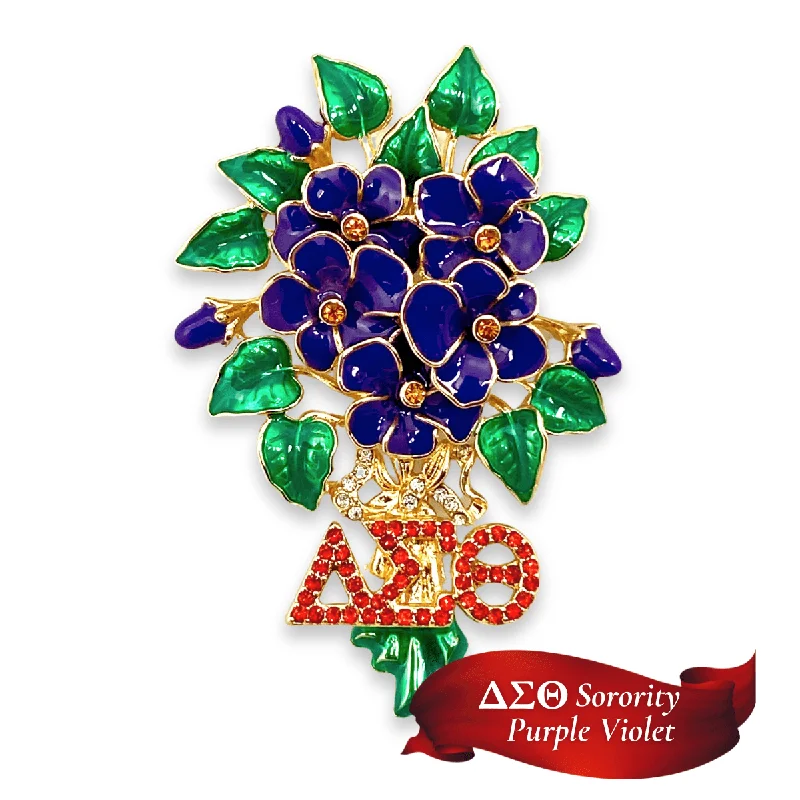 ΔΣΘ Sorority Violet Flower Brooch Pin