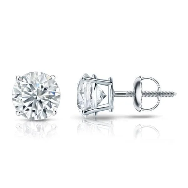 Auriya 14k Gold GIA Certified 4.00 ct. TDW Round Diamond Stud Earrings