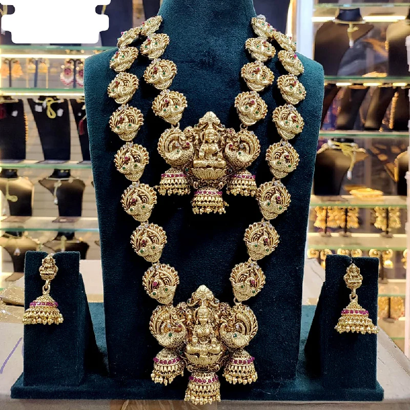 Manisha Jewellery Matte Finish Temple Long Necklace Set