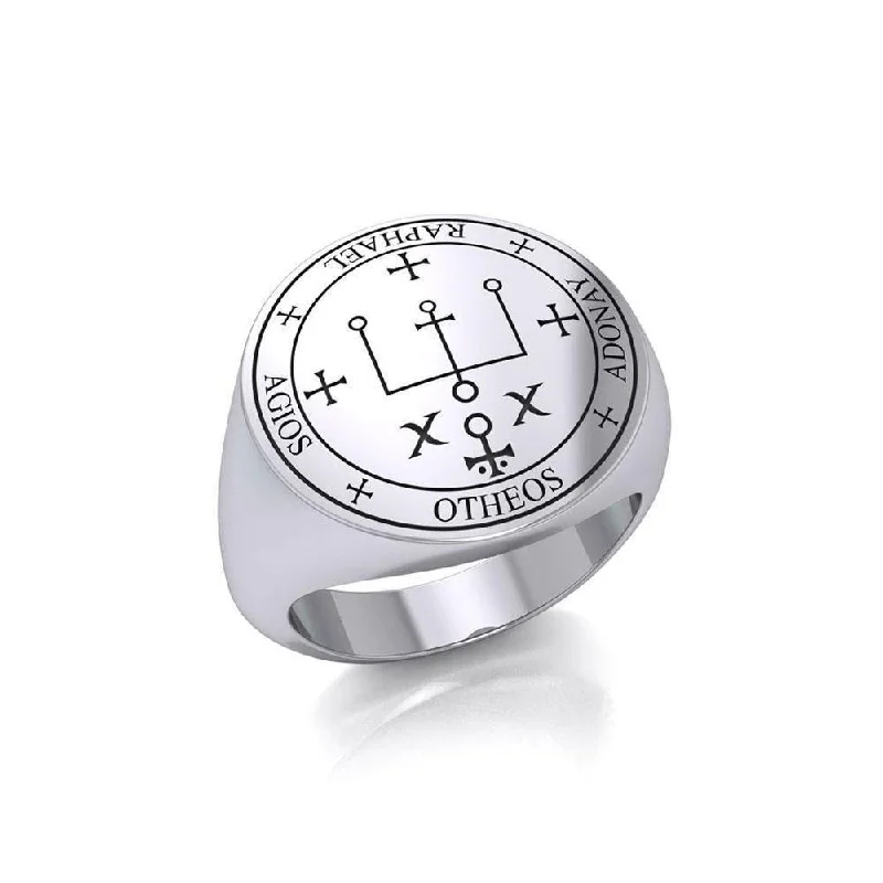 Sigil of the Archangel Raphael Sterling Silver Ring TRI1566