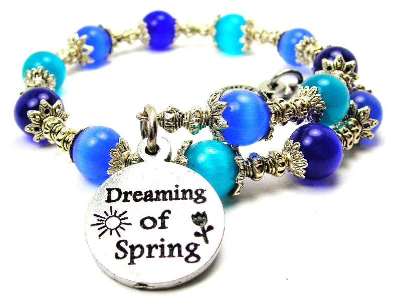 Dreaming Of Spring Cat's Eye Beaded Wrap Bracelet