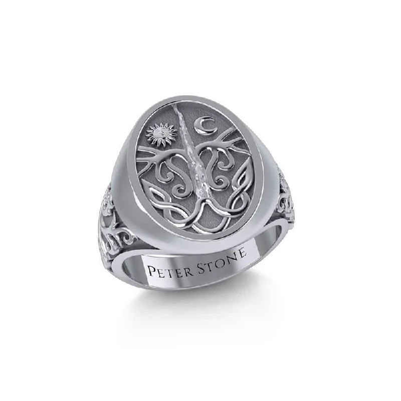 Tree of Life Silver Signet Men Ring TRI1967