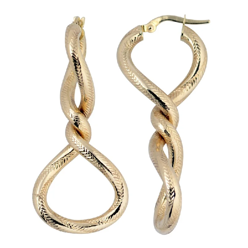 Fremada Italian 14k Yellow Gold Twisted Elongated Hoop Earrings, 1.7"