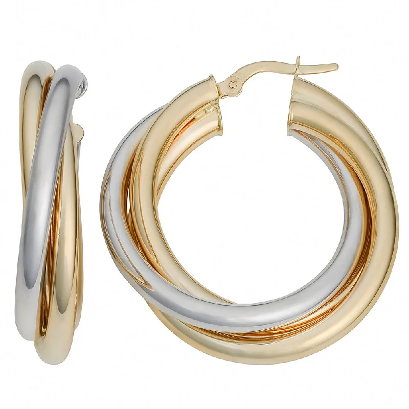 Fremada Italian 14k Two-tone Gold High Polish Triple Hoop Earrings