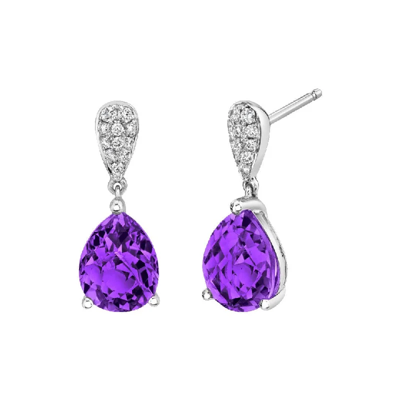 Amethyst & Diamond Drop Earrings