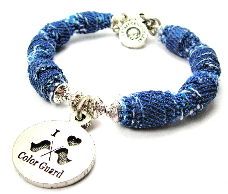 I Love Color Guard Blue Jean Beaded Toggle Bracelet