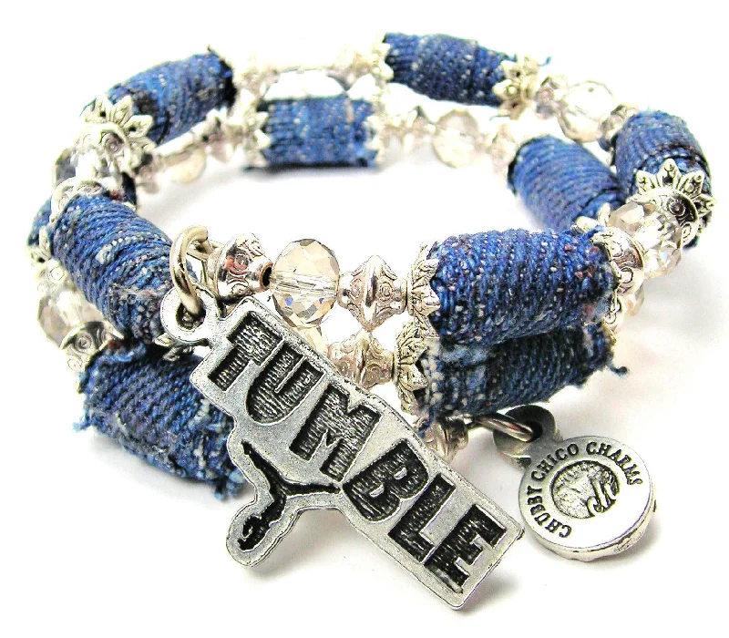 Tumble Blue Jean Beaded Wrap Bracelet