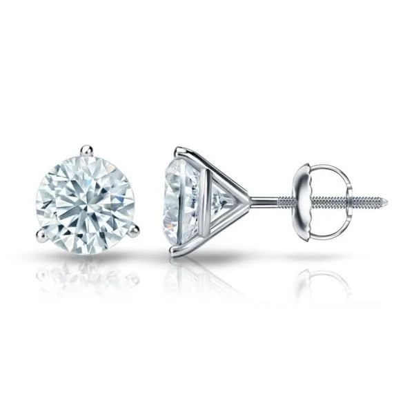 Auriya 14k Gold Certified 4.20 carat TDW 3-Prong Martini Round Diamond Stud Earrings