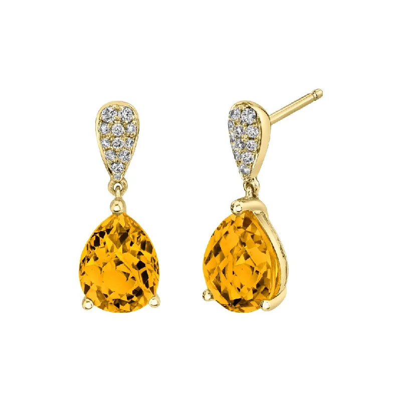 Citrine & Diamond Drop Earrings