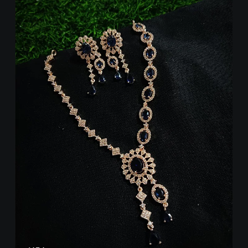 Manisha Jewellery Rose Gold Plated AD Necklace Set