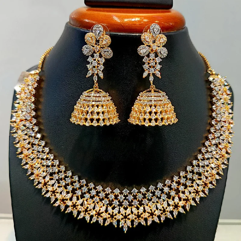 Jain Jewellers  Gold Plated  AD Necklace Set