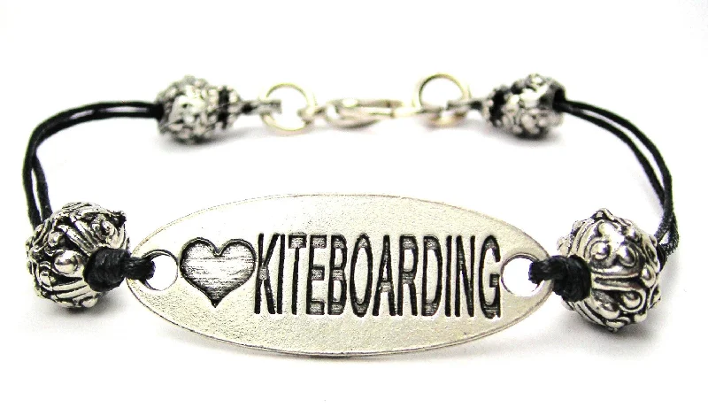 Love Kiteboarding Black Cord Connector Bracelet