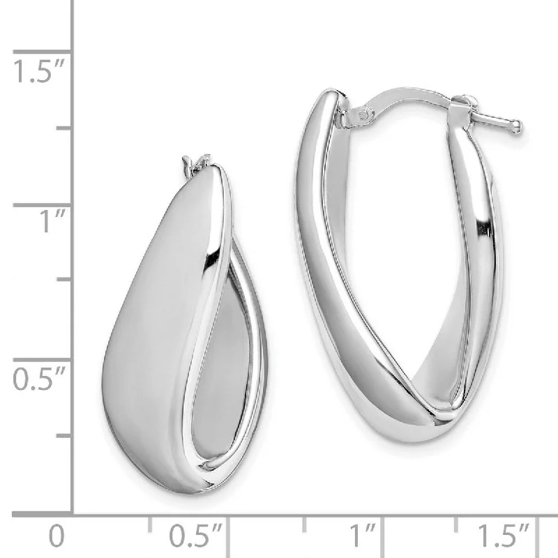 Curata 925 Sterling Silver 30x10mm Polished Modern Hoop Earrings