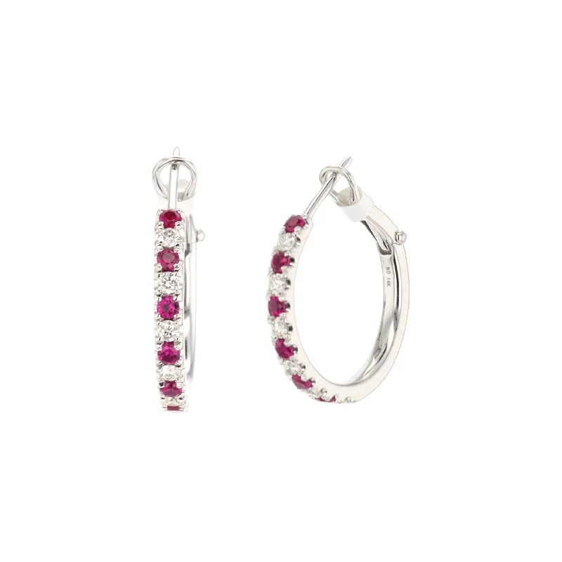 Ruby & Diamond Hoop Earrings