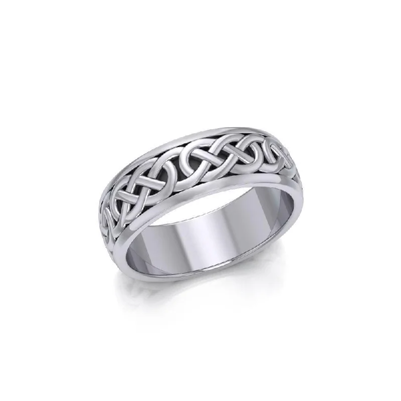 Celtic Knotwork Sterling Silver Spinner Band Ring TR1687