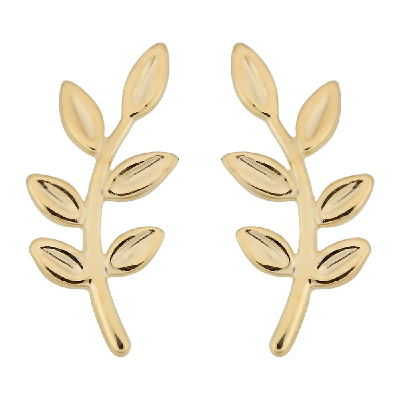 Fremada Italian 14k Yellow Gold Olive Branch Stud Earrings