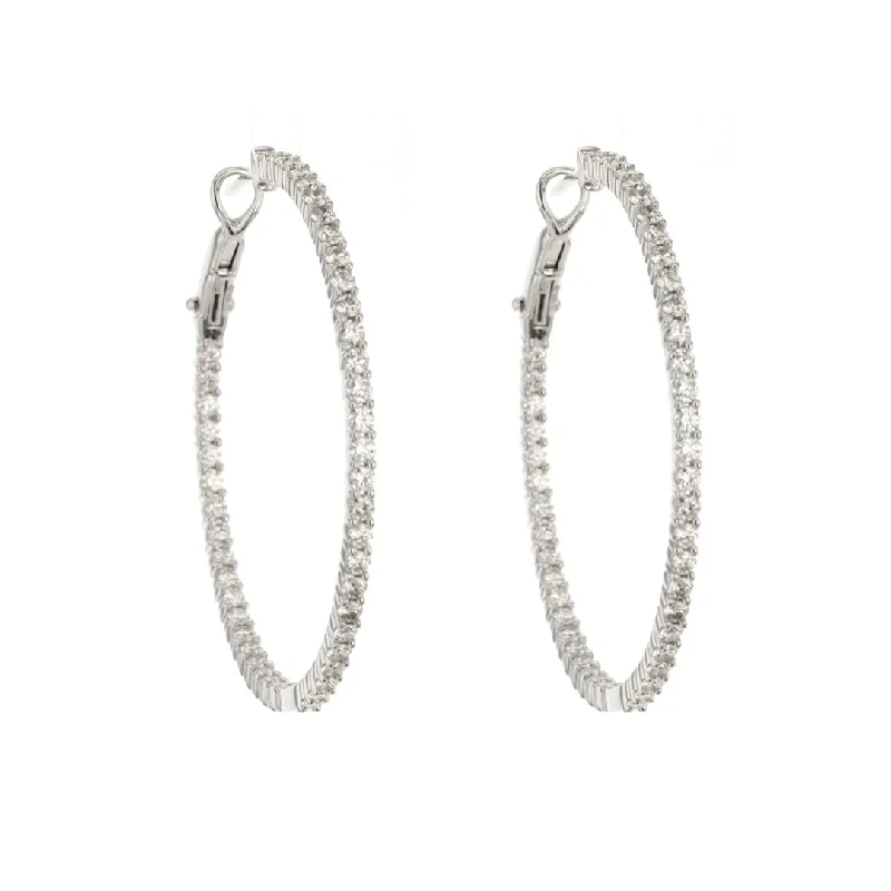 2.93 ctw Diamond 1.50" Inside-Out Hoop Earrings | M10275494