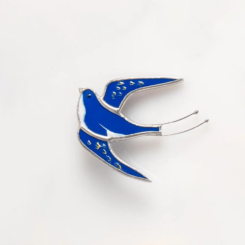 Blue Swallow Bird Brooch