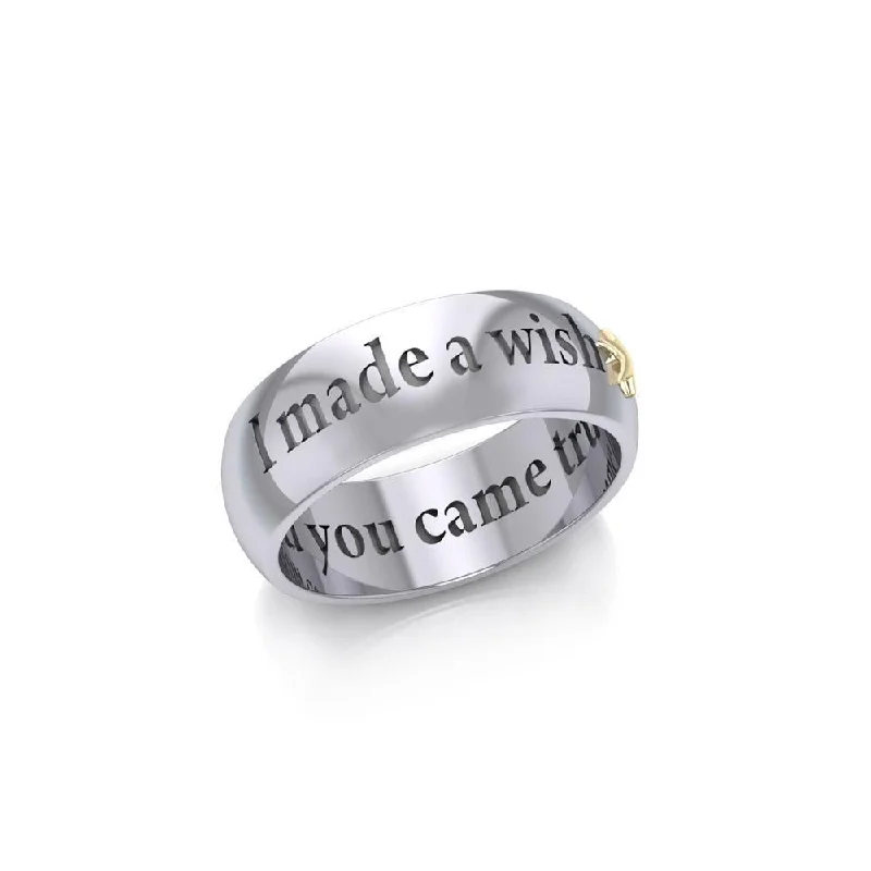 I made a wish and you came true Empower Word Silver and 14K Gold Accent Ring TRV3865