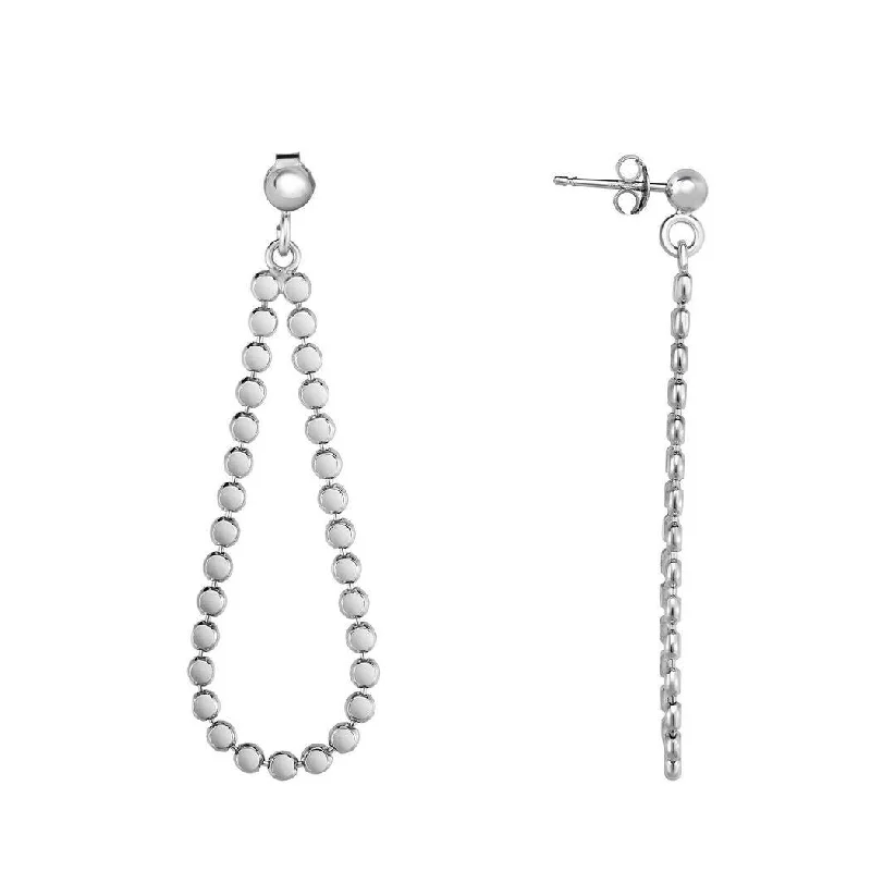 Curata 925 Sterling Silver Rhodium 30x15mm Beaded Tear Drop Post Earrings