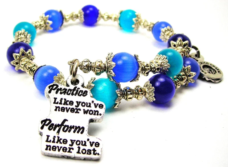 Practice Like You've Never Won Perform Like You've Never Lost Cat's Eye Beaded Wrap Bracelet